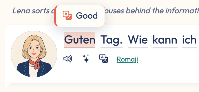 Tapping a single word to see its translation in a popover